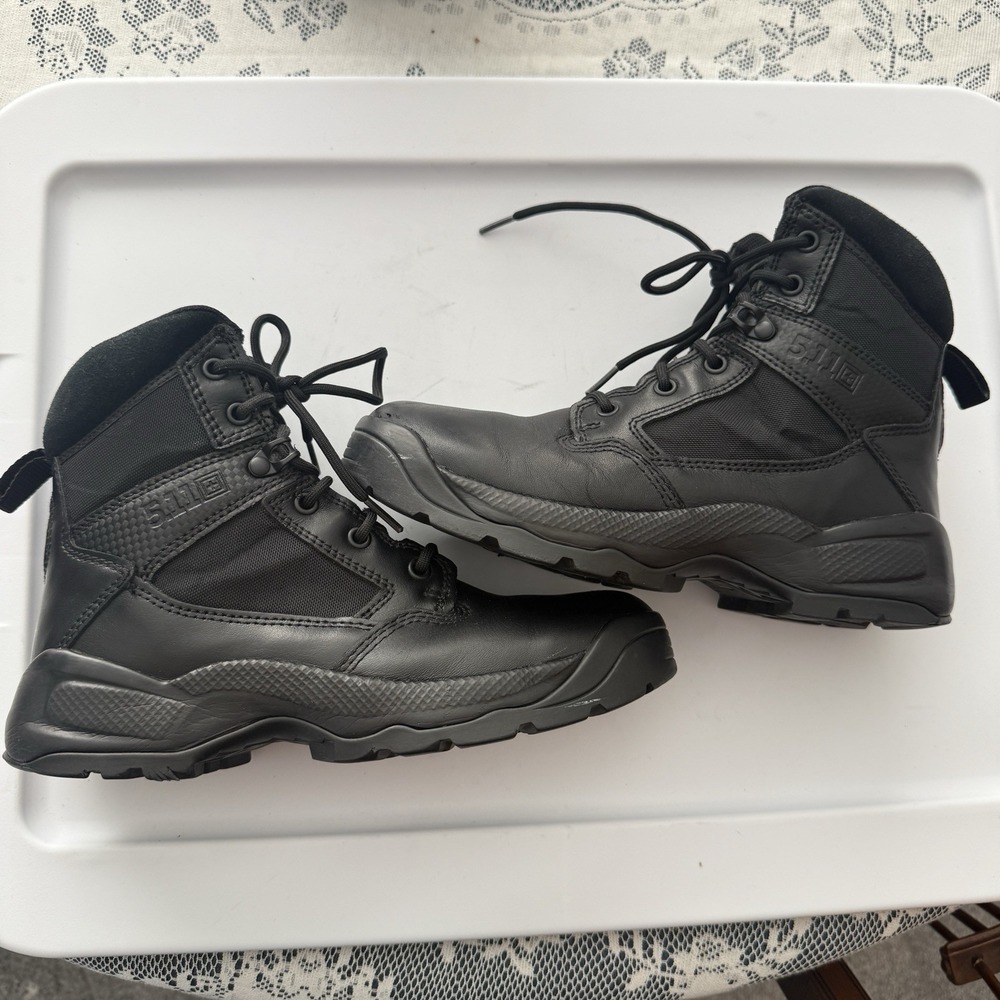 5.11 Tactical Women's ATAC 2.0 6" Side Zip Black Leather Quarter Boot Size 8.5